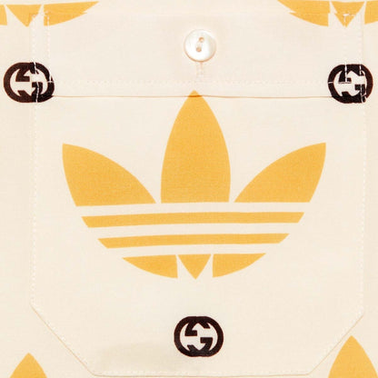 Gucci x adidas Trefoil Print Bowling Shirt Ivory/Black