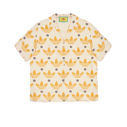 Gucci x adidas Trefoil Print Bowling Shirt Ivory/Black