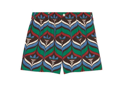 Gucci x adidas Trefoil Print Shorts Brown/Green