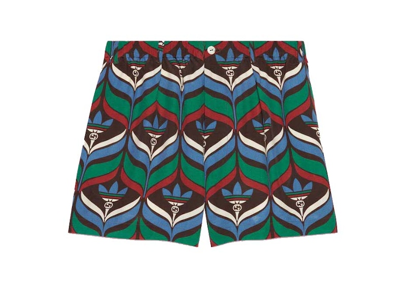 Gucci x adidas Trefoil Print Shorts Brown/Green