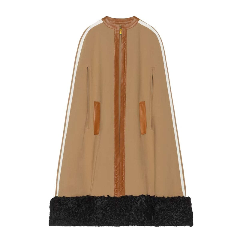 Gucci x adidas Wool And Shearling Cape Brown