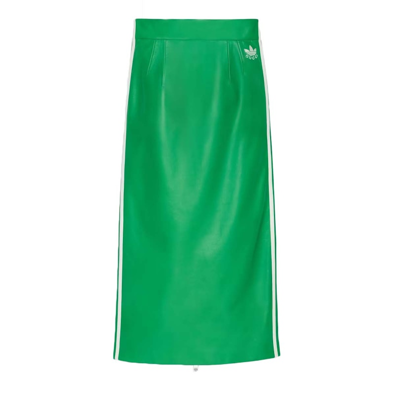 Gucci x adidas Zip Leather Skirt Green