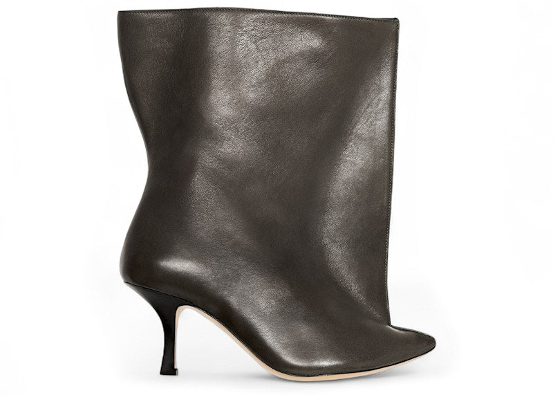 H&M x Glenn Martens Heeled Leather Ankle Boots Dark Grey (Women's)