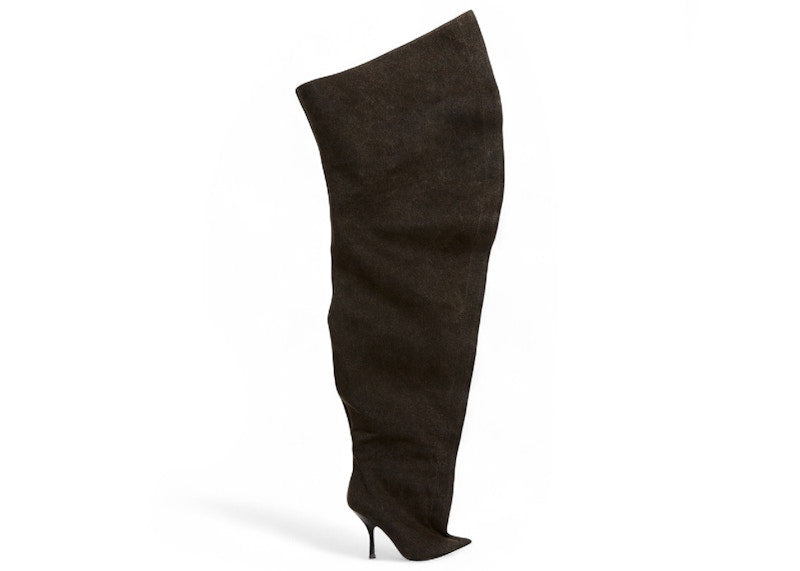 H&M x Glenn Martens Thigh-High Denim Boots Dark Brown (Women's)