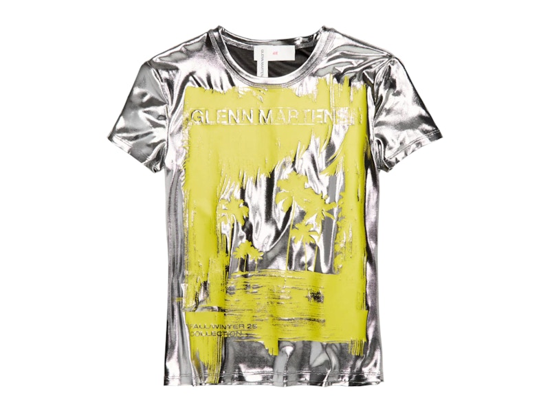 H&M x Glenn Martens Printed Metallic T-Shirt Silver