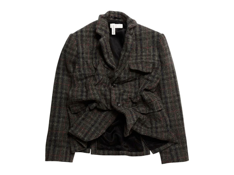H&M x Glenn Martens Wool-Blend Blazer Dark Brown/Plaid