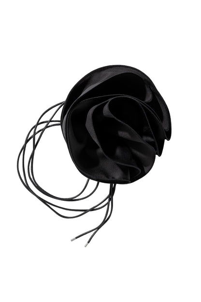 H&M x Magda Butrym Cord Necklace with Rose Applique Black