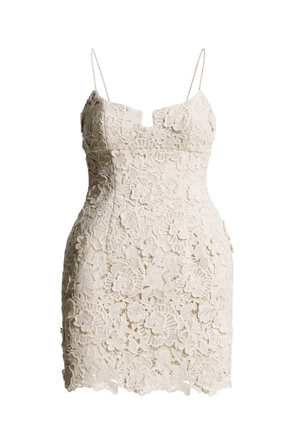H&M x Magda Butrym Floral-Appliqued Hourglass Lace Dress Cream/Flowers