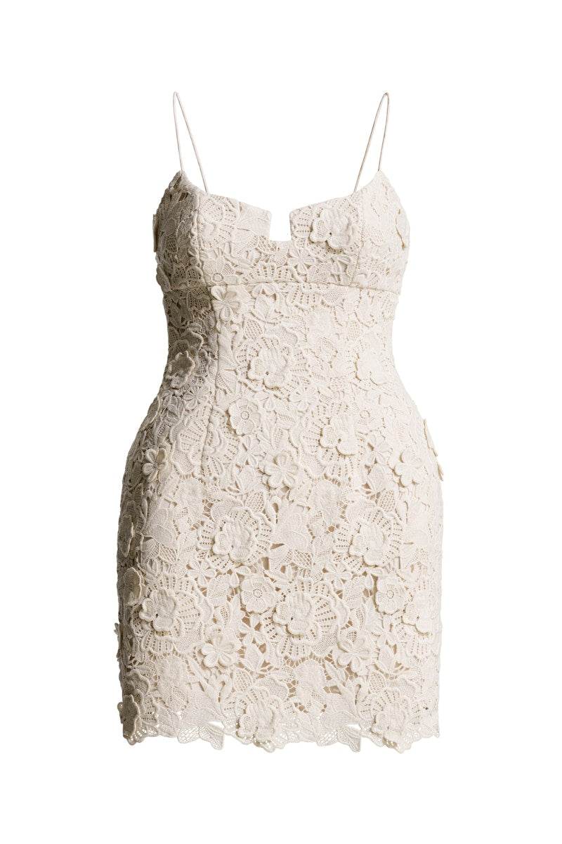H&M x Magda Butrym Floral-Appliqued Hourglass Lace Dress Cream/Flowers