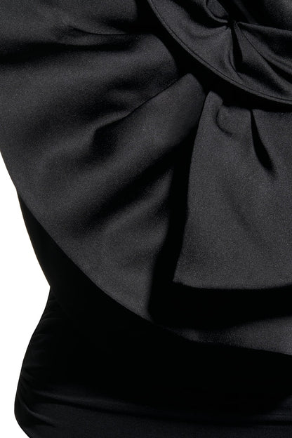 H&M x Magda Butrym Gathered Top with Rose Applique Black