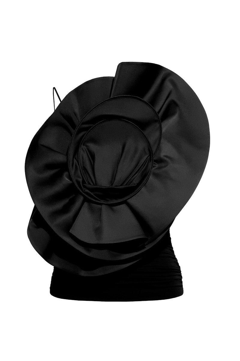 H&M x Magda Butrym Gathered Top with Rose Applique Black