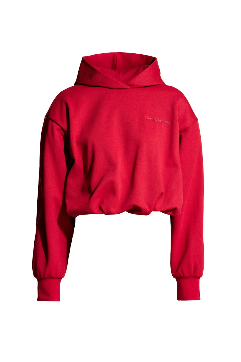 H&M x Magda Butrym Motif-Detail Hoodie with Shoulder Pads Red