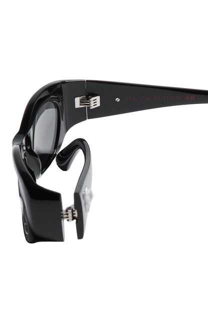 H&M x Magda Butrym Oval Sunglasses with Rose Motif Black