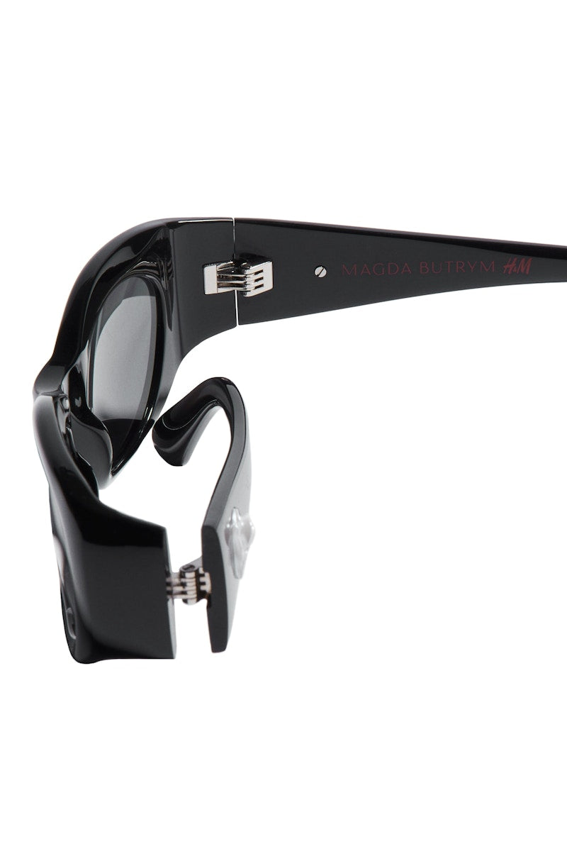 H&M x Magda Butrym Oval Sunglasses with Rose Motif Black