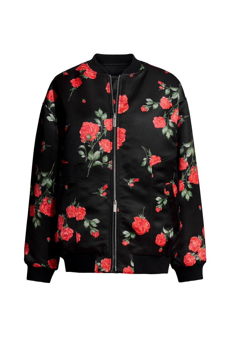 H&M x Magda Butrym Oversized Reversible Bomber Jacket Black/Roses