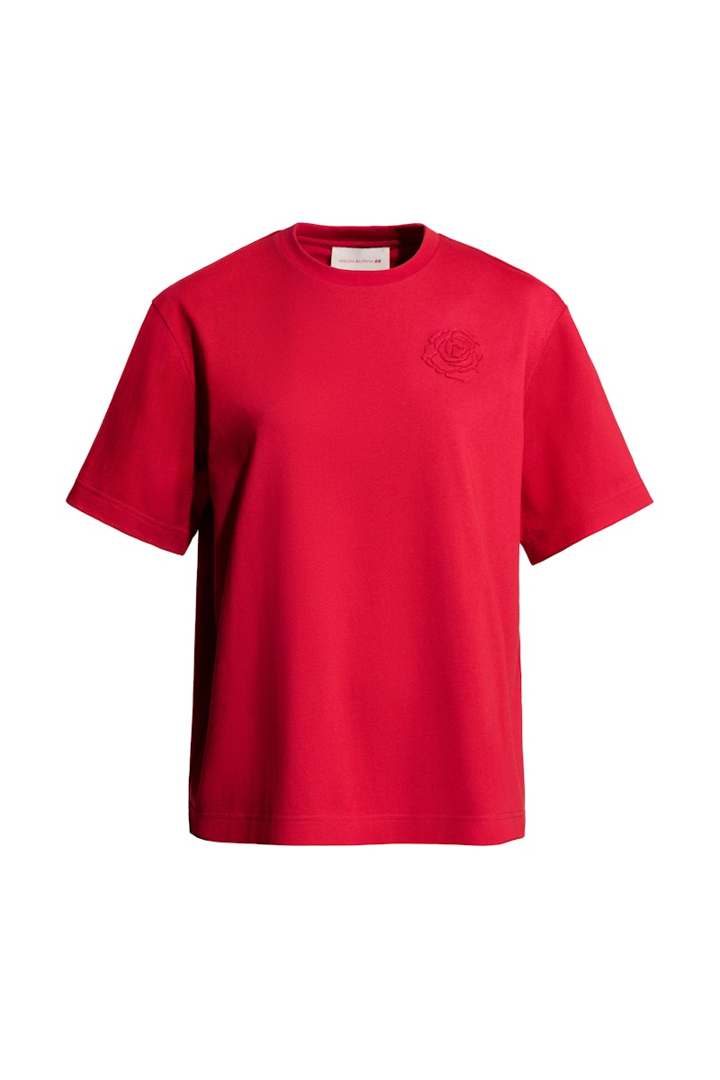 H&M x Magda Butrym Oversized T-shirt with Motif Red