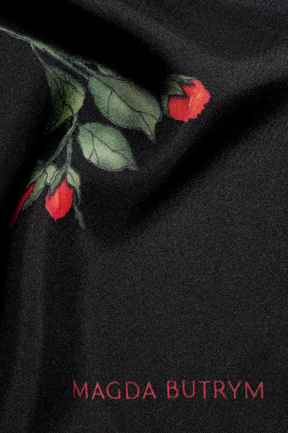 H&M x Magda Butrym Printed Silk Scarf Black/Roses