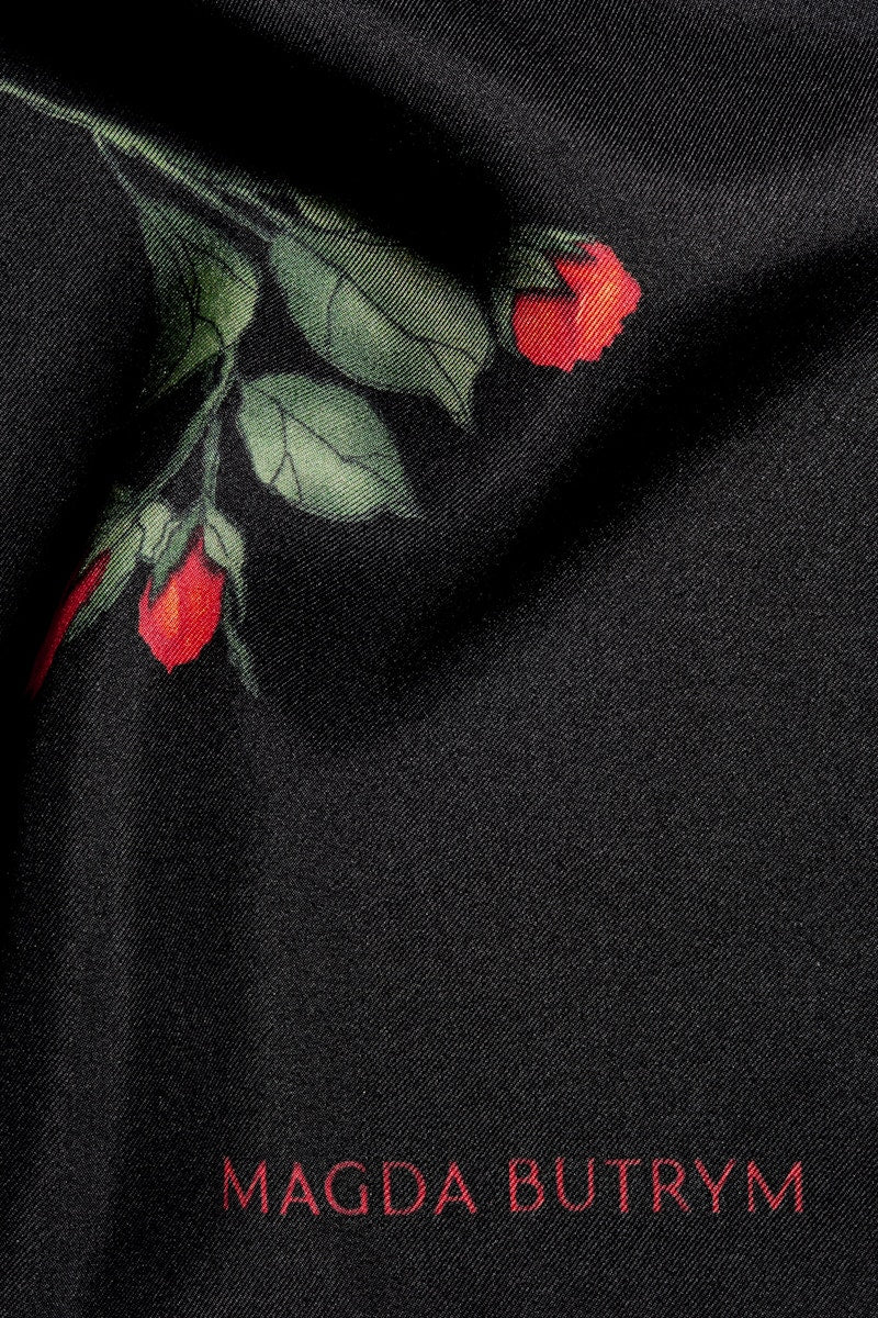 H&M x Magda Butrym Printed Silk Scarf Black/Roses