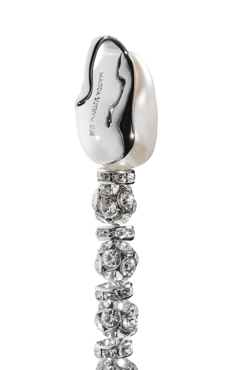 H&M x Magda Butrym Rhinestone-Chain Lariat Necklace Silver-Colored