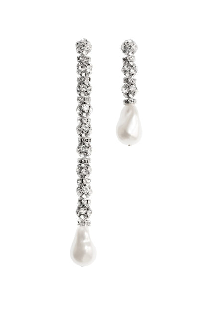 H&M x Magda Butrym Rhinestone-Chain Pendant Earrings Silver-Colored