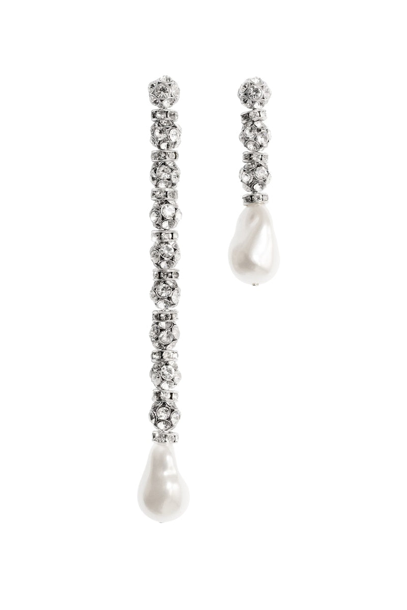 H&M x Magda Butrym Rhinestone-Chain Pendant Earrings Silver-Colored