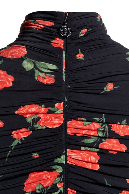 H&M x Magda Butrym Rose-Appliqued Mock Turtleneck Dress Black/Roses