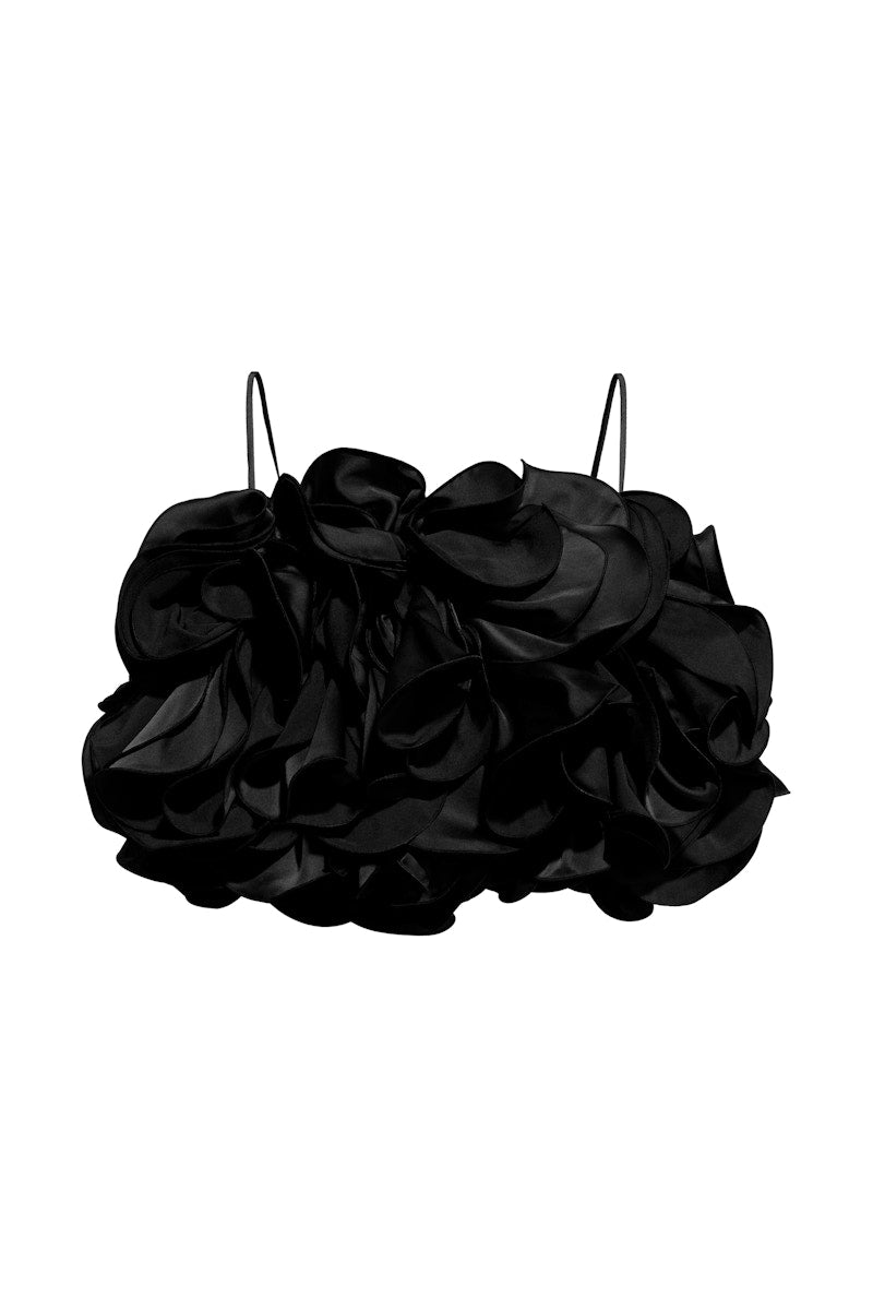 H&M x Magda Butrym Ruffled Satin Bustier Top Black
