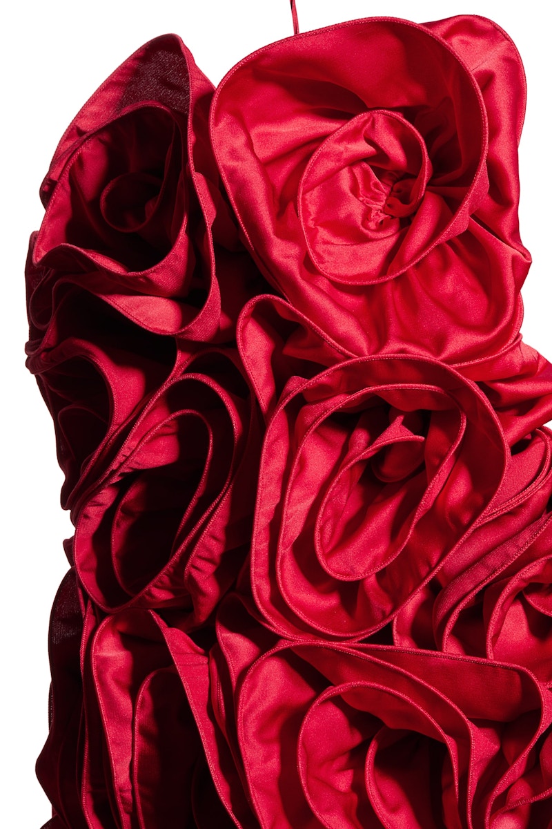 H&M x Magda Butrym Ruffled Satin Dress Red