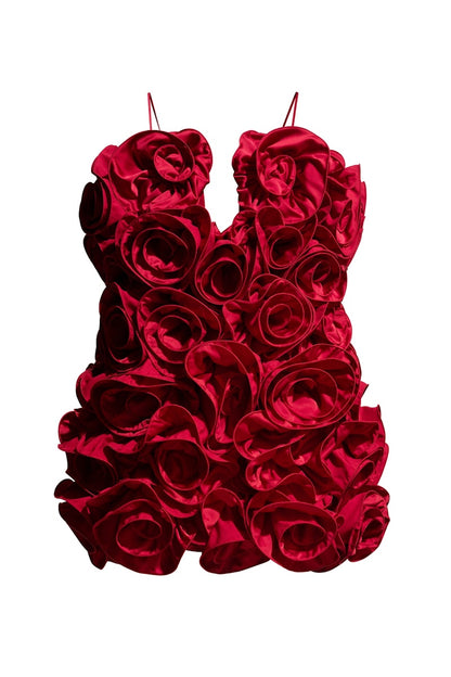 H&M x Magda Butrym Ruffled Satin Dress Red