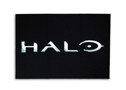 Halo Rectangluar Logo Area Rug Black