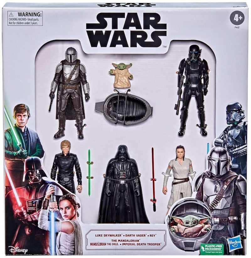 Hasbro Star Wars Luke Skywalker, Darth Vader, Rey, Mandalorian, Child & Imperial Death Trooper Action Figure (6-Pack)