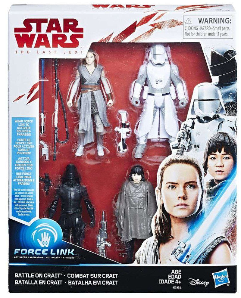 Hasbro Star Wars The Last Jedi Battle on Crait Rey, Rose, First Order Snowtrooper & First Order Gunner Action Figure (4-Pack)