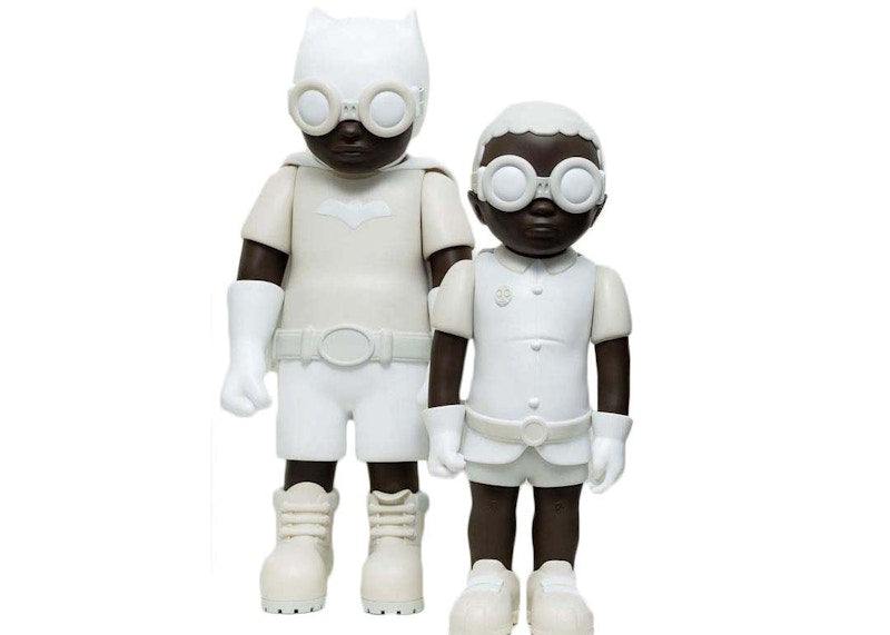 Hebru Brantley Flynamic Duo 2040 & 98' - Batboy & Sparrow Set of 2 Sculptures White
