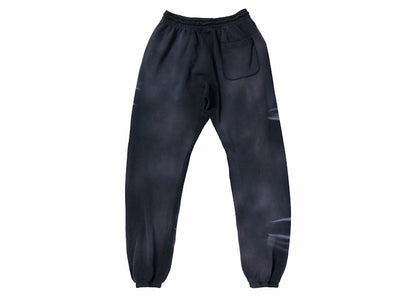 Hellstar Airbrushed Skull Closed Elastic Bottom Sweatpants Midnight Dye Black