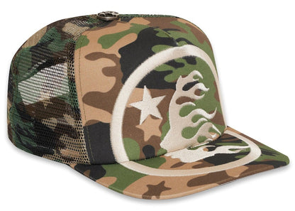 Hellstar Big Logo Trucker Snapback Hat Camo