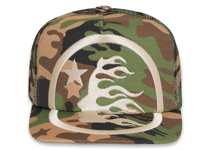 Hellstar Big Logo Trucker Snapback Hat Camo