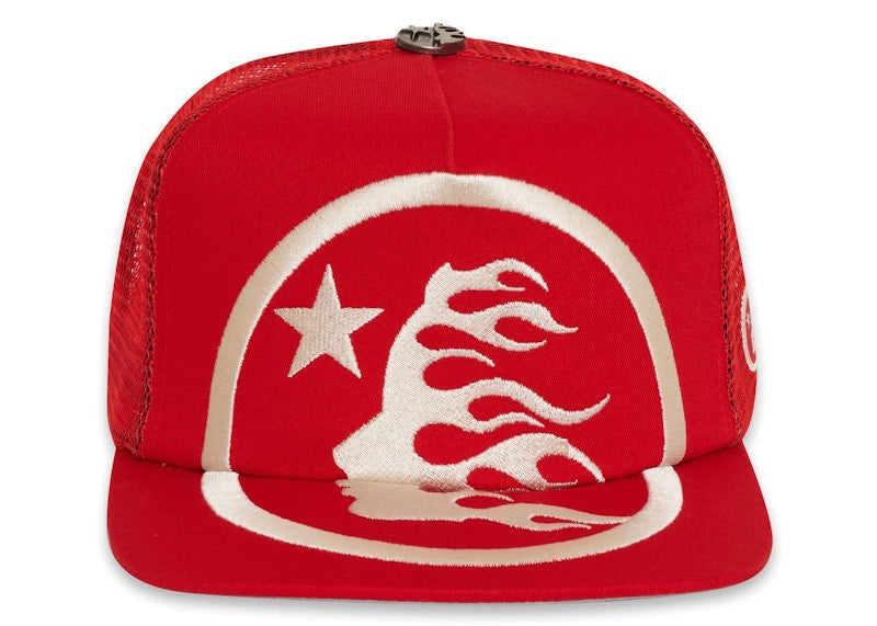 Hellstar Big Logo Trucker Snapback Hat Red
