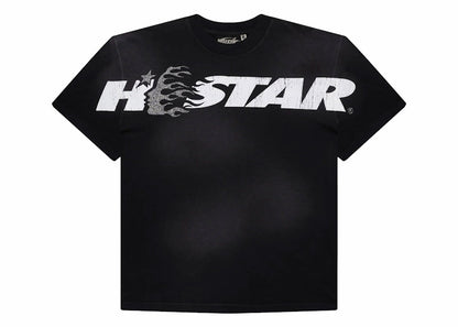 Hellstar Cartoon Logo Glitter Logo T-shirt Black