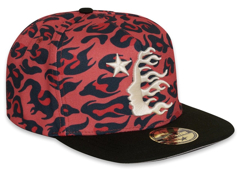 Hellstar Cheetah Print Snapback Hat Red