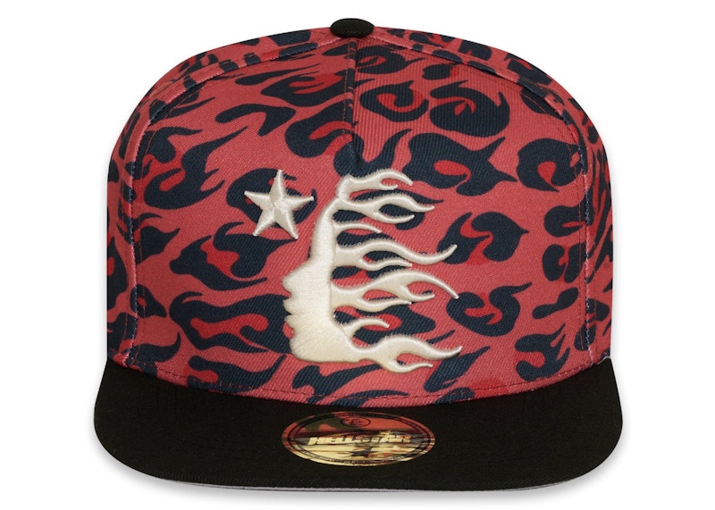 Hellstar Cheetah Print Snapback Hat Red