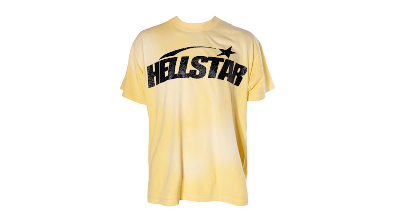 Hellstar Classic Black Glitter Logo T-Shirt Yellow