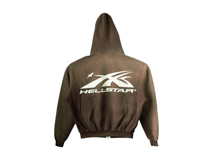 Hellstar HS Logo Zip Up Hoodie Brown