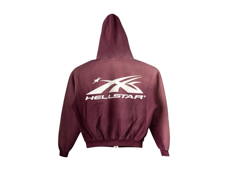 Hellstar HS Logo Zip Up Hoodie Burgundy