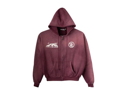 Hellstar HS Logo Zip Up Hoodie Burgundy