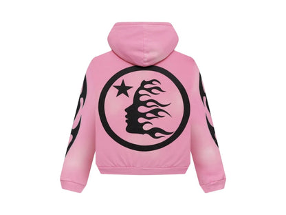 Hellstar Sports Flame Zip Up Hoodie Pink