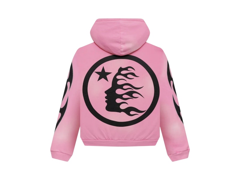 Hellstar Sports Flame Zip Up Hoodie Pink