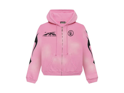 Hellstar Sports Flame Zip Up Hoodie Pink