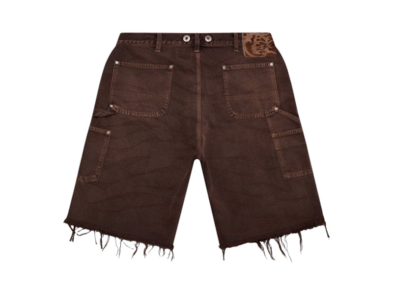 Hellstar Studded Denim Shorts Brown
