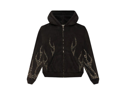 Hellstar Studded Flame Zip-Up Black