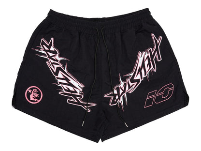 Hellstar Waxed Nylon Athletic Shorts Black